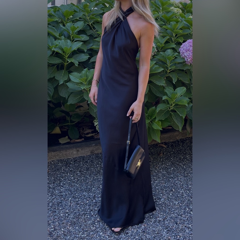Jasmine Halter Maxi Dress ~ Black Luxe Satin size Small
Show Me Your Mumu